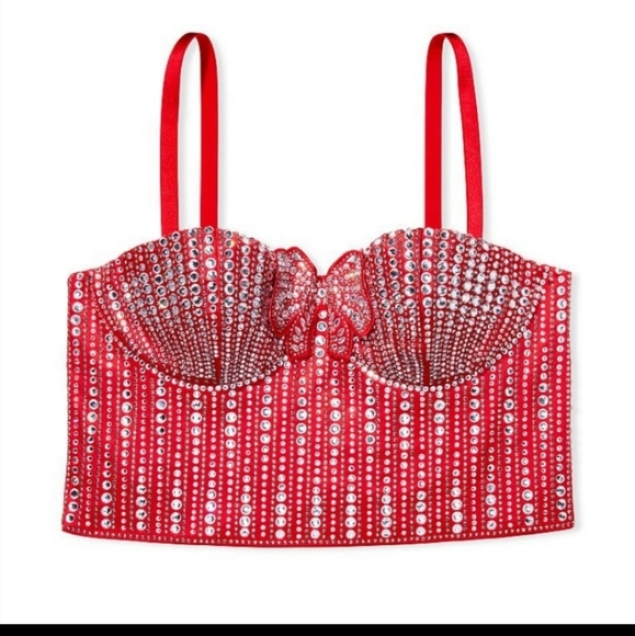 ❤️HP❤️NWT Victoria's Secret Lightly-Lined Embellished Bow Bustier❤️Size Large - Picture 3 of 6